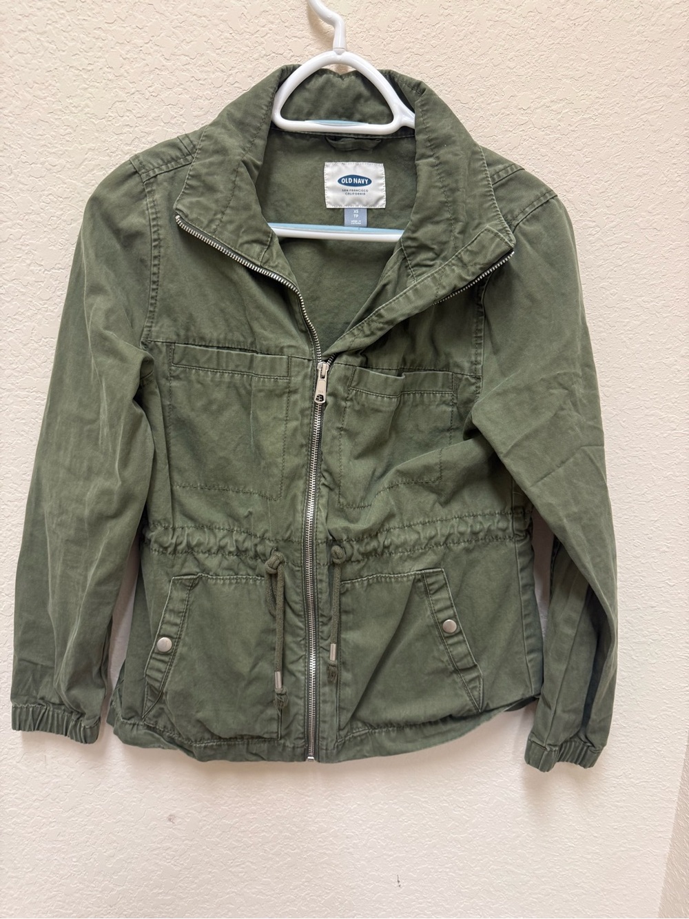 Old Navy Girls Olive Green Drawstring Utility Jacket